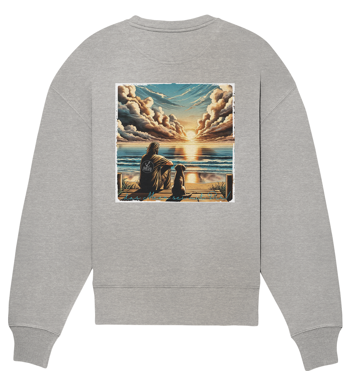 Mann, Hund, Sonnenuntergang ⚓ Unisex Pulli (Übergröße)