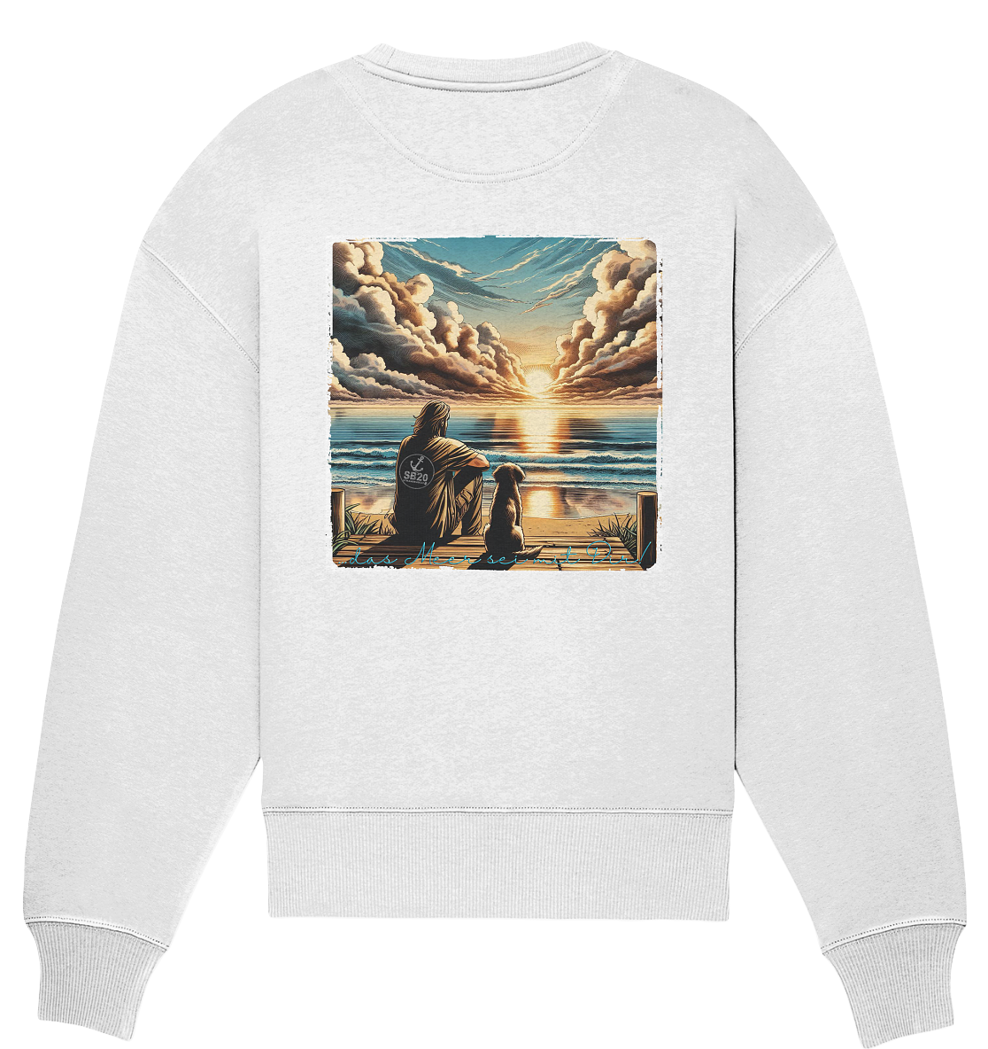 Mann, Hund, Sonnenuntergang ⚓ Unisex Pulli (Übergröße)
