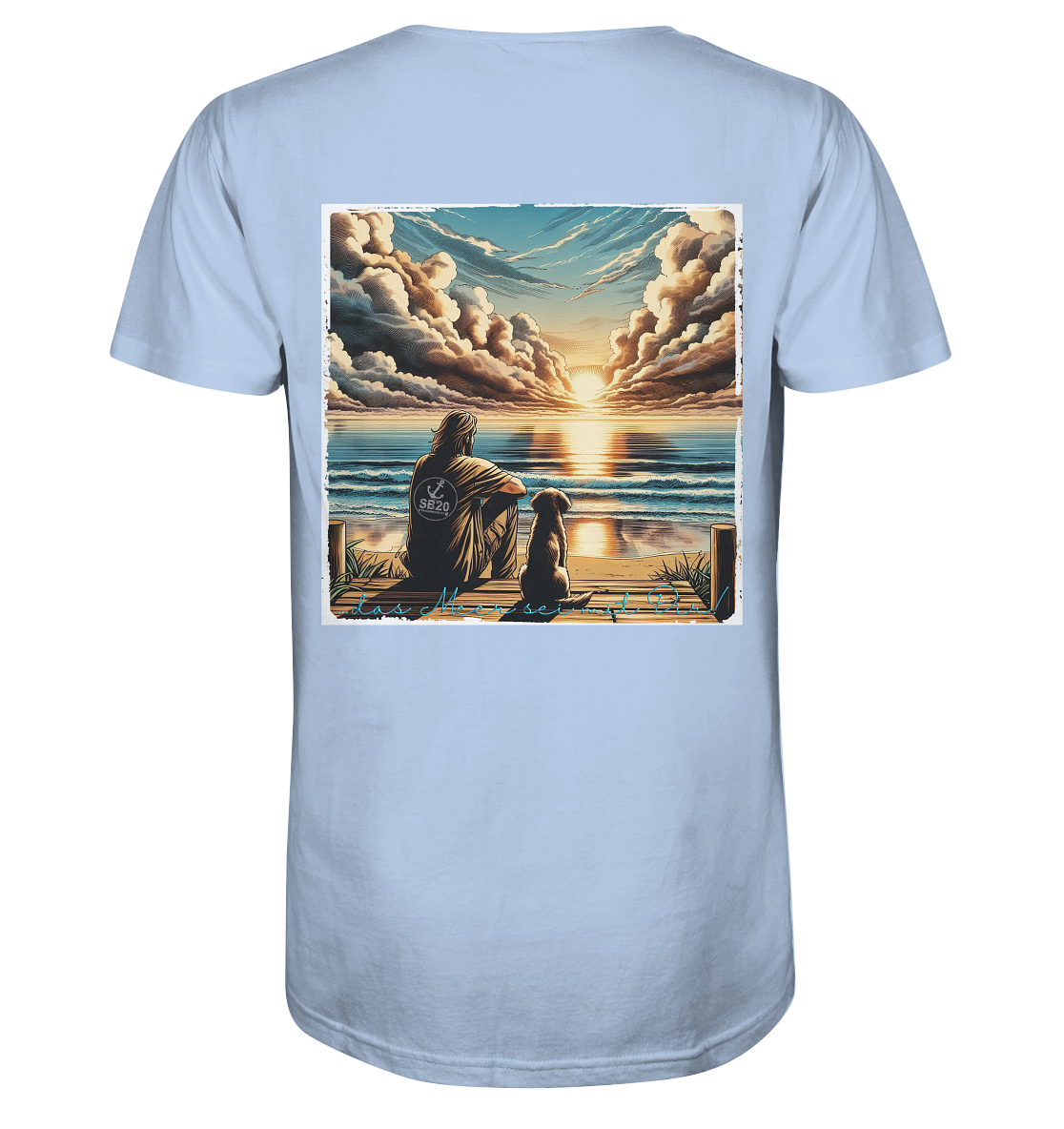 Mann, Hund, Sonnenuntergang ⚓ Jungs Bio-T-Shirt