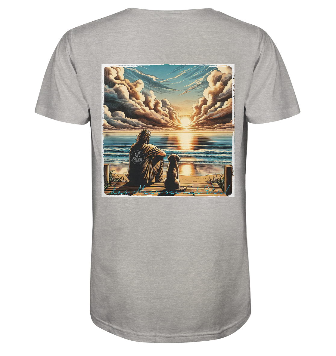 Mann, Hund, Sonnenuntergang ⚓ Jungs Bio-T-Shirt