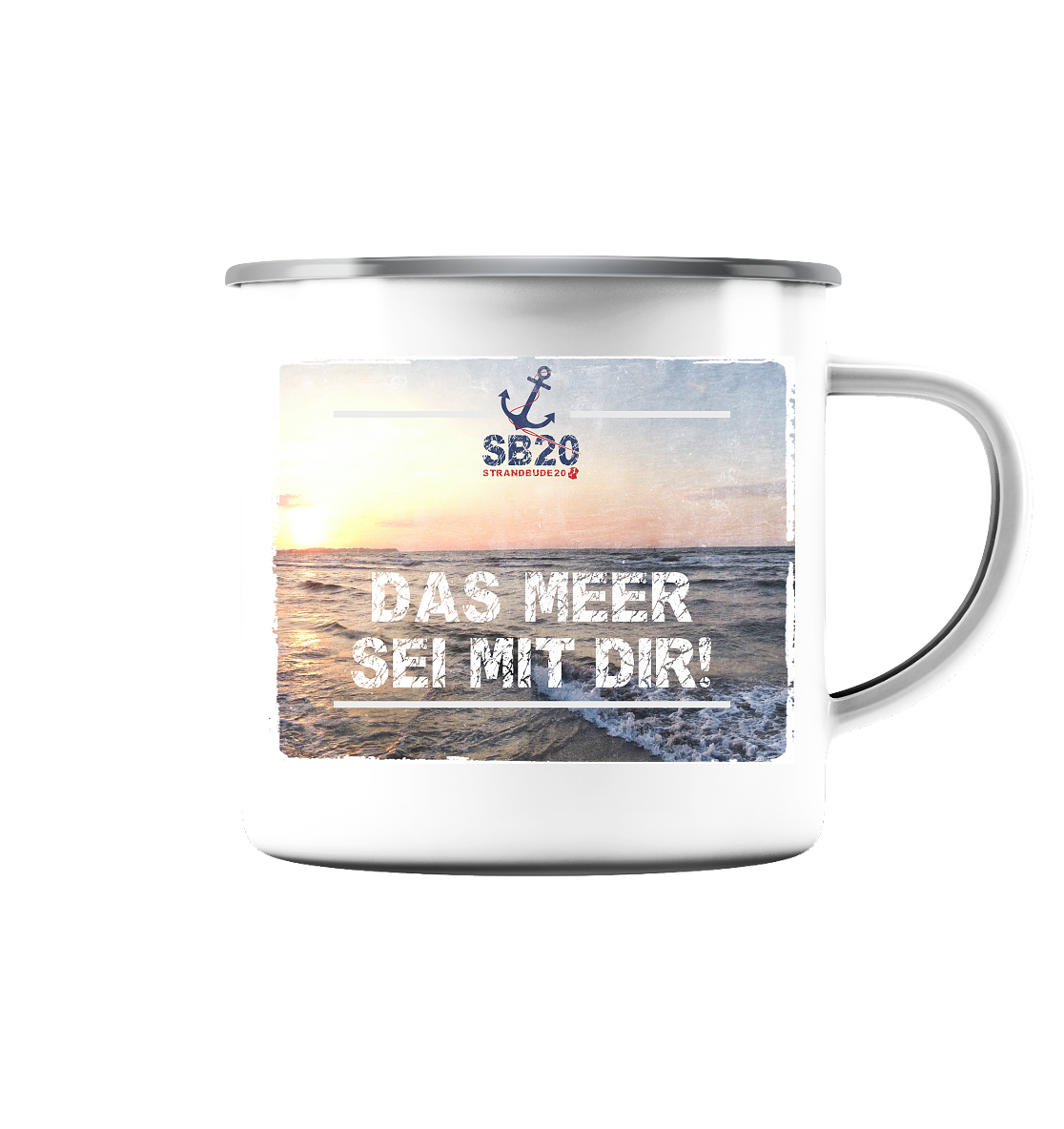Das Meer sei mit Dir ⚓ Emaille Tasse (Silber)