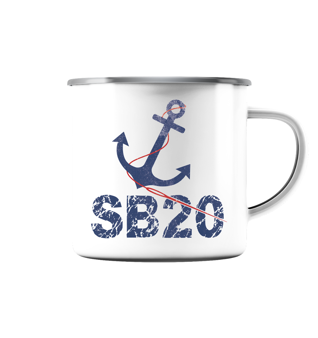 AnkerLogo Klassik ⚓ Emaille Tasse (Silber)