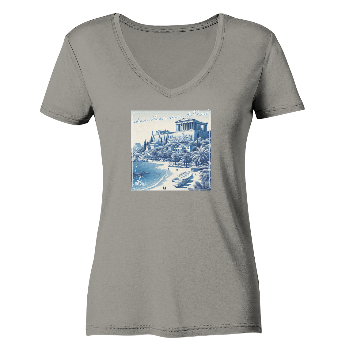 Akropolis am Meer ⚓ Mädel Bio-V-Shirt