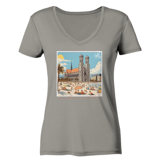 Münchner Frauenkirche am Meer ⚓ Mädels Bio V-T-Shirt
