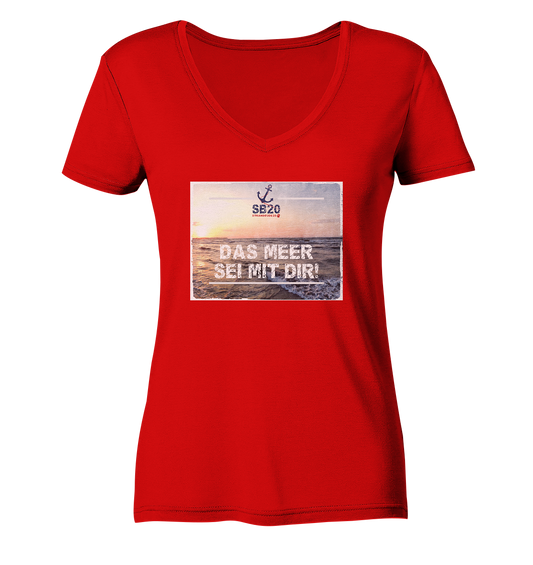 Das Meer sei mit Dir ⚓ Mädels Bio-V-T-Shirt