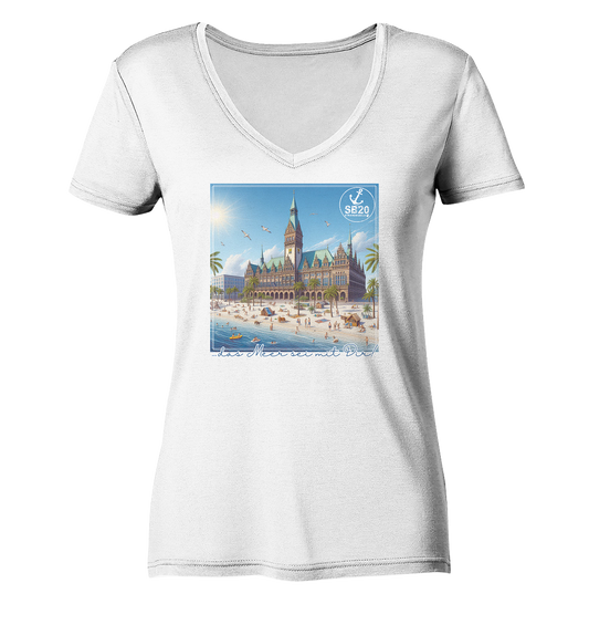 Bremer Rathaus am Meer ⚓ Mädels Bio V-T-Shirt