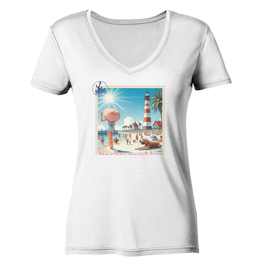 Leuchtturm Westerheversand am Meer ⚓ Mädels Bio V-T-Shirt