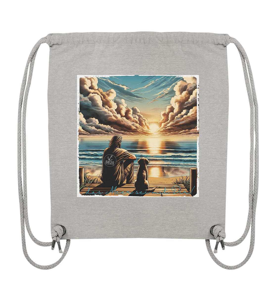 Mann, Hund, Sonnenuntergang ⚓ Beutel