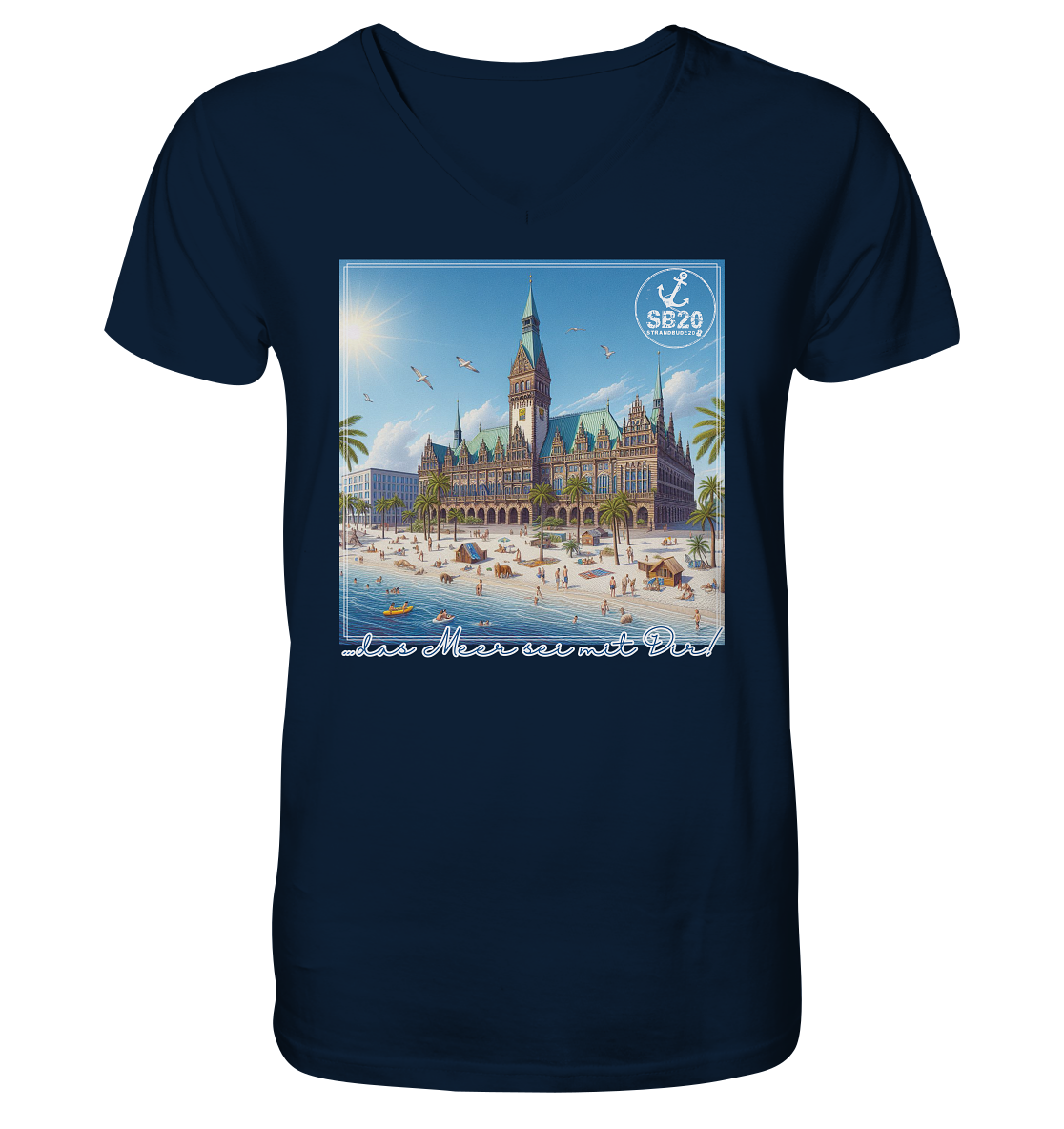 Bremer Rathaus am Meer ⚓ Jungs Bio V-T-Shirt