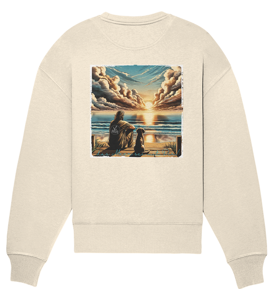 Mann, Hund, Sonnenuntergang ⚓ Unisex Pulli (Übergröße)