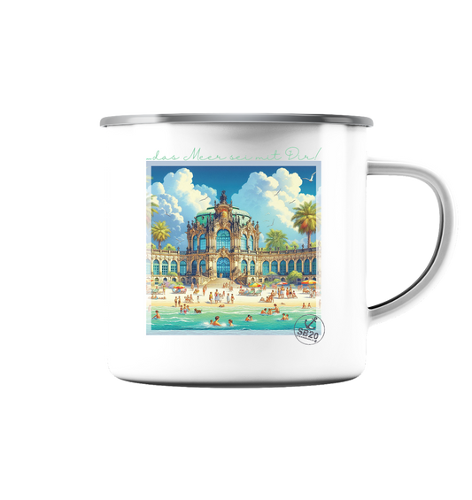 Dresdner Zwinger am Meer ⚓ Emaille Tasse (Silber)