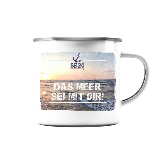 Das Meer sei mit Dir ⚓ Emaille Tasse (Silber)