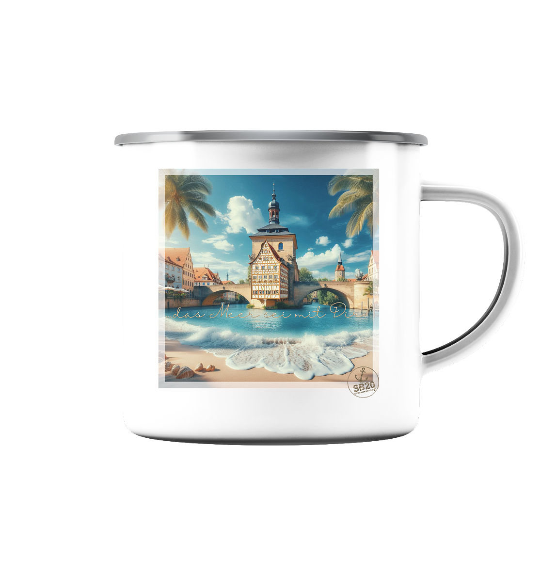 Alte Rathaus Bamberg am Meer ⚓ Emaille Tasse (Silber)