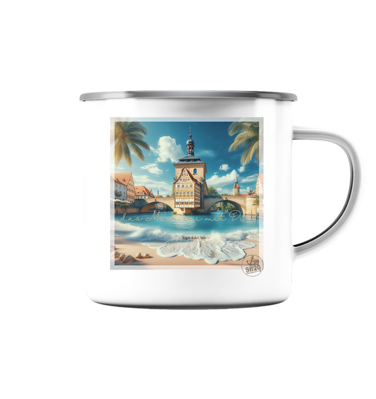 Alte Rathaus Bamberg am Meer ⚓ Emaille Tasse (Silber)