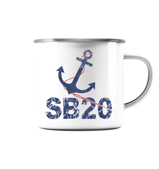AnkerLogo Klassik ⚓ Emaille Tasse (Silber)