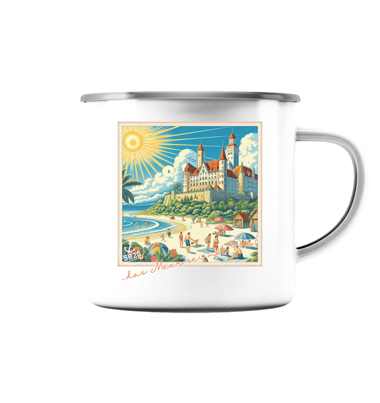 Schloss Wartburg am Meer ⚓ Emaille Tasse (Silber)
