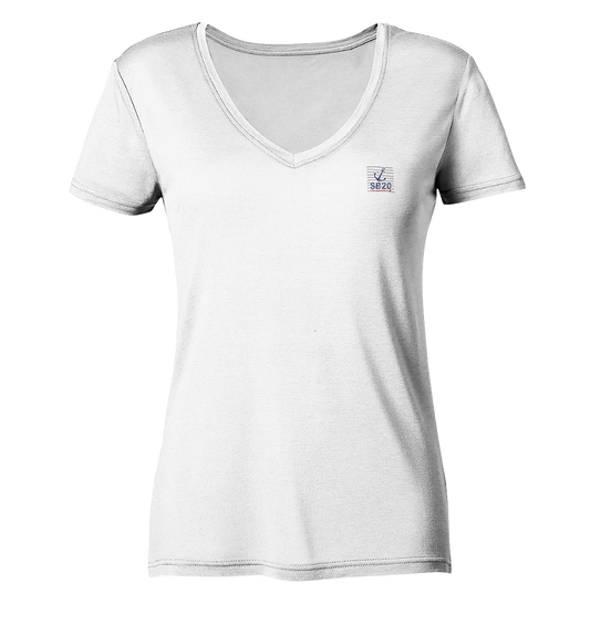 StreifenLogo ⚓ Mädels Bio V-T-Shirt