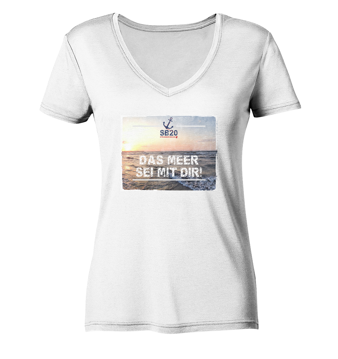 Das Meer sei mit Dir ⚓ Mädels Bio-V-T-Shirt