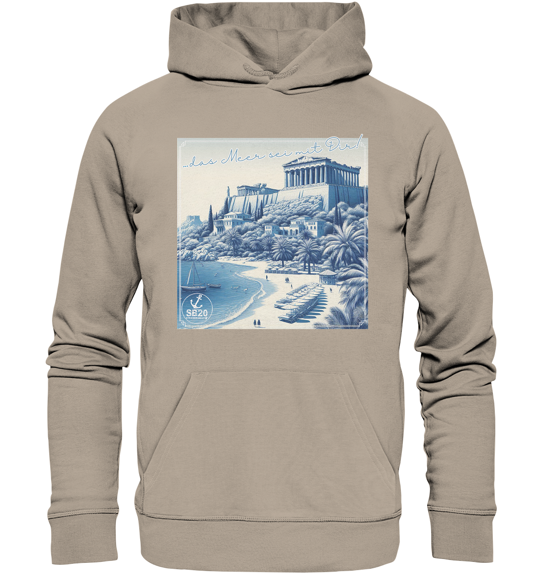 Akropolis am Meer ⚓ Unisex Bio-Kapuzenpulli
