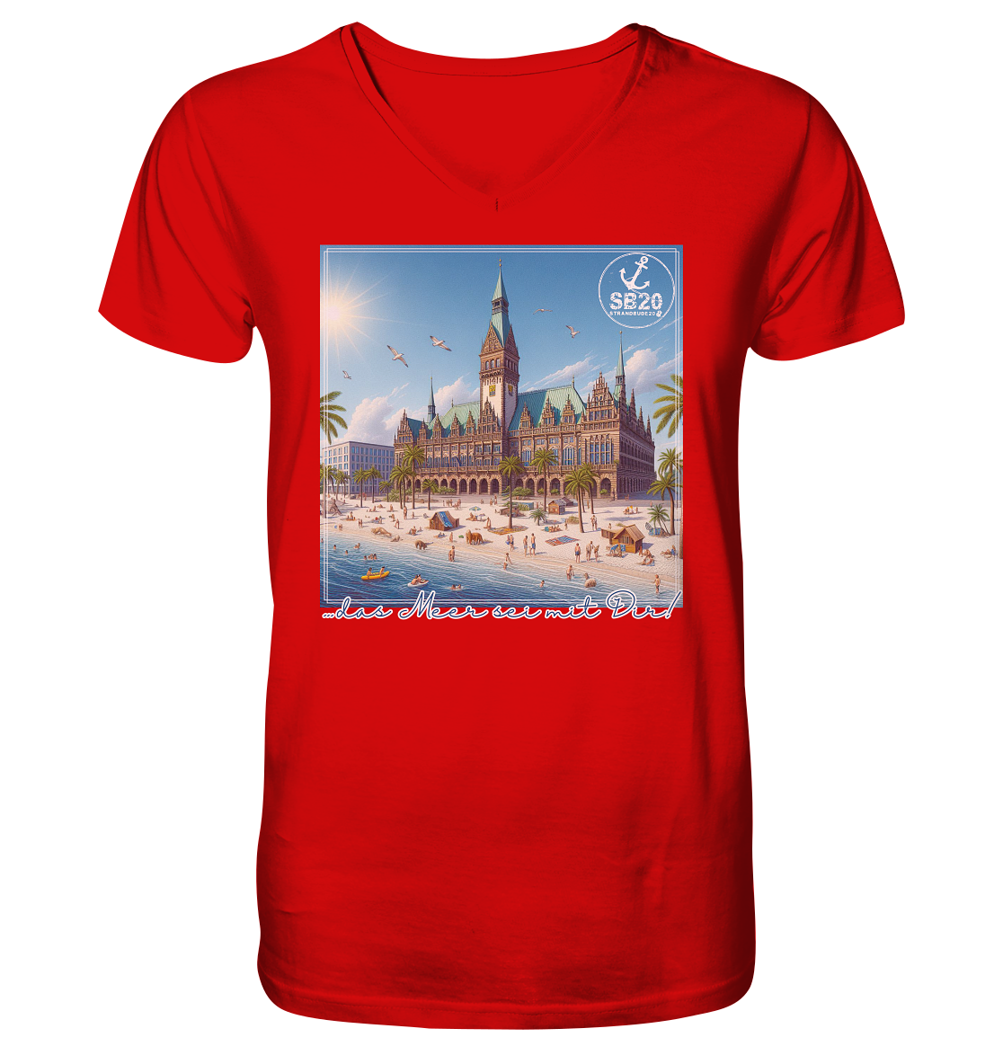 Bremer Rathaus am Meer ⚓ Jungs Bio V-T-Shirt