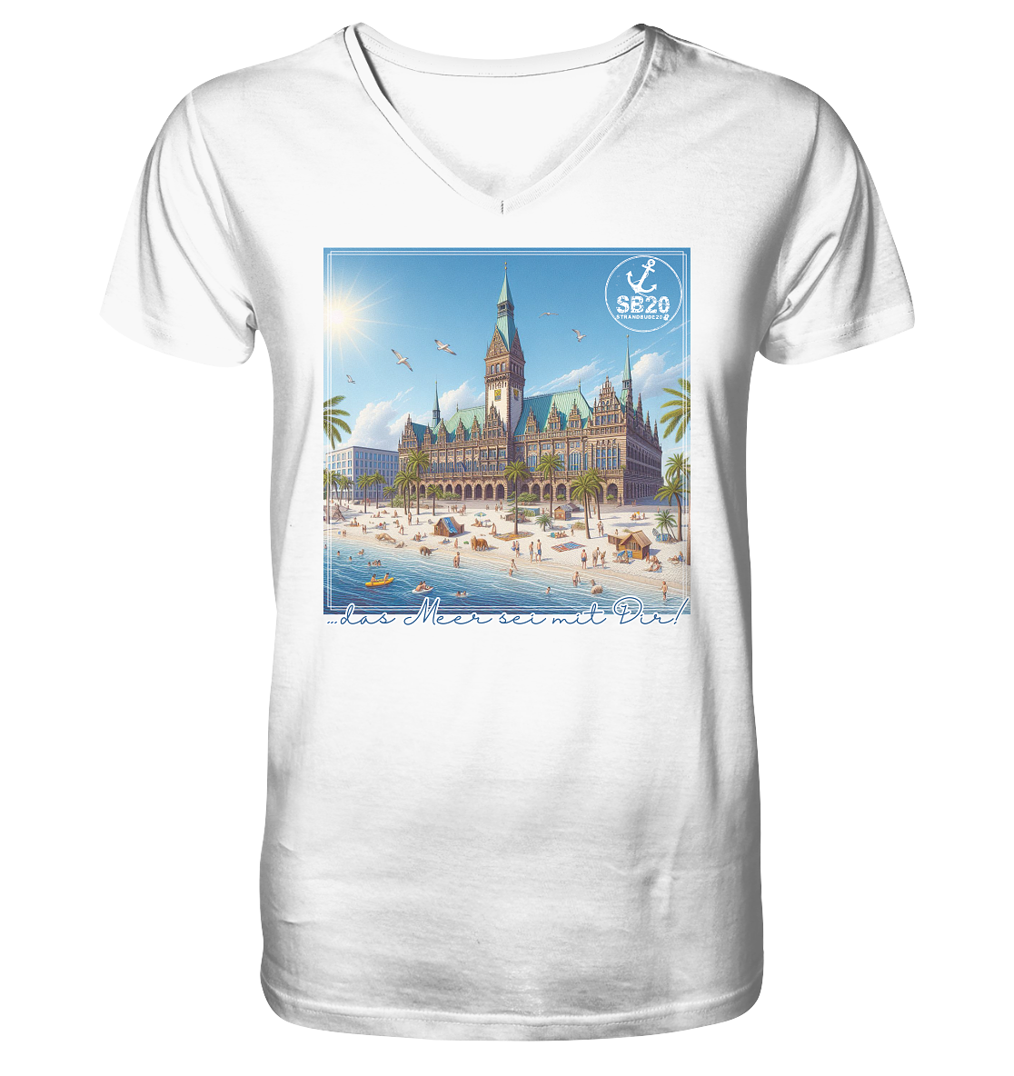 Bremer Rathaus am Meer ⚓ Jungs Bio V-T-Shirt