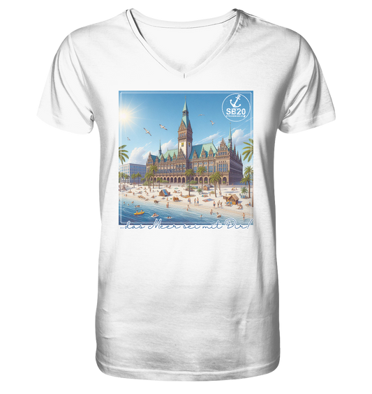 Bremer Rathaus am Meer ⚓ Jungs Bio V-T-Shirt